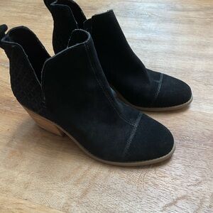 Toms Black Suede Ankle Booties